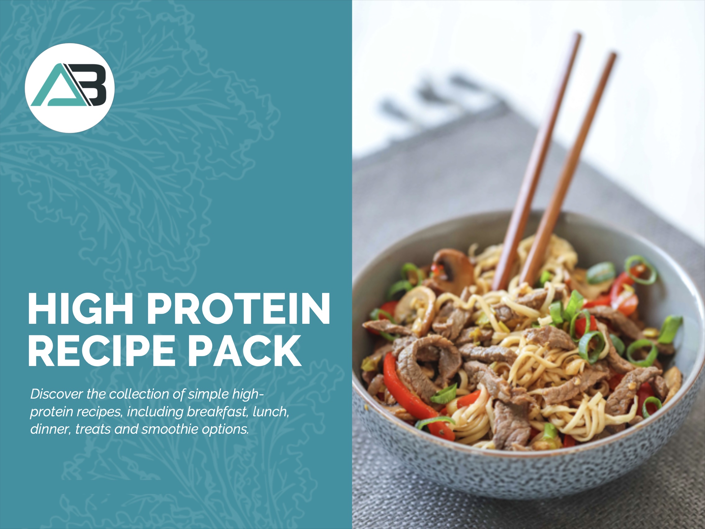 High Protein Recipe Pack front cover | Featured Image for Recipe Packs page by AB Fitness Hub.